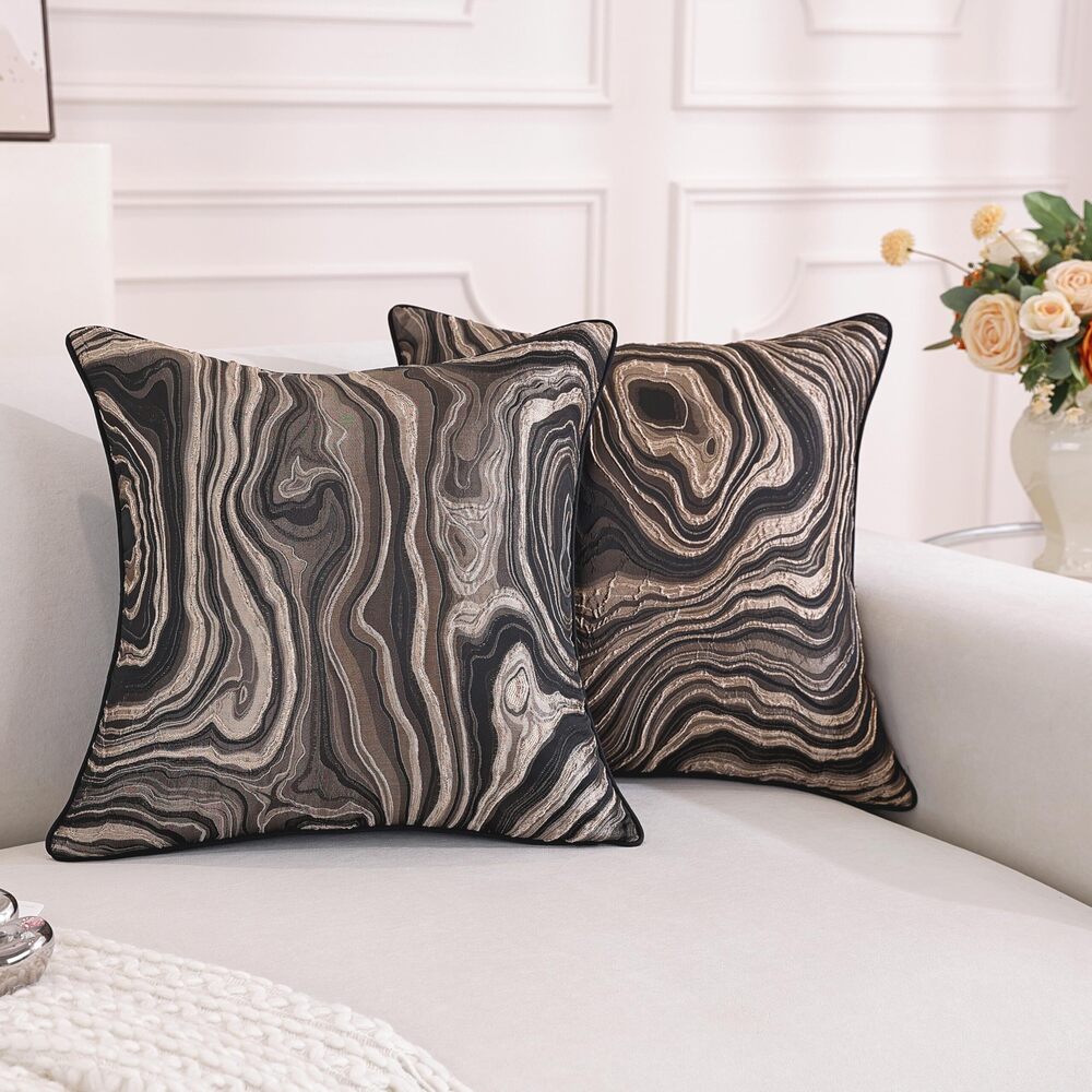 2138 Pack of 2, Luxury High Precision Jacquard Modern Black and Gold Tree